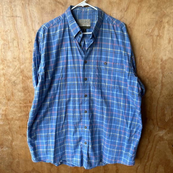 Cabela’s Blue Plaid Long Sleeve Button Down Collared Shirt - Picture 8 of 11
